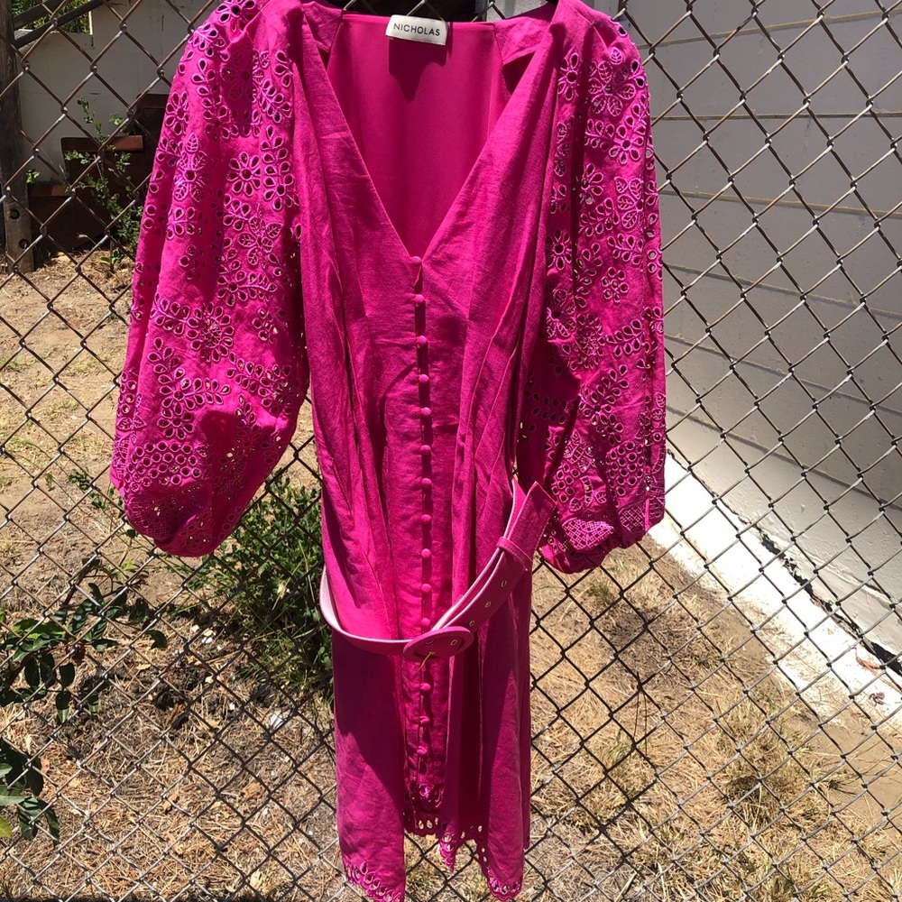Nicholas embroidered linen dress sz 4